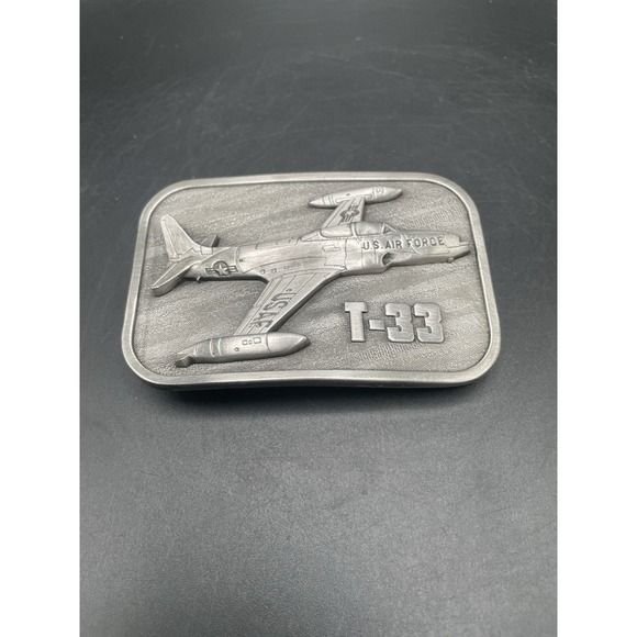 Lockheed T-33 Shooting Star Trainer Aircraft Military Usaf Vintage Belt Buckle